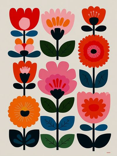 Colorful Floral Illustration Poster. poster