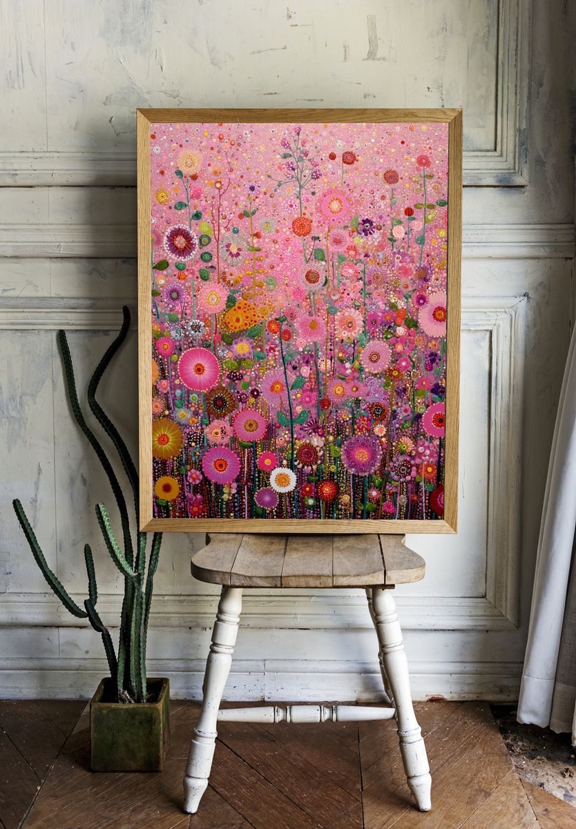 Colorful Floral Garden — Illustration Print. room preview