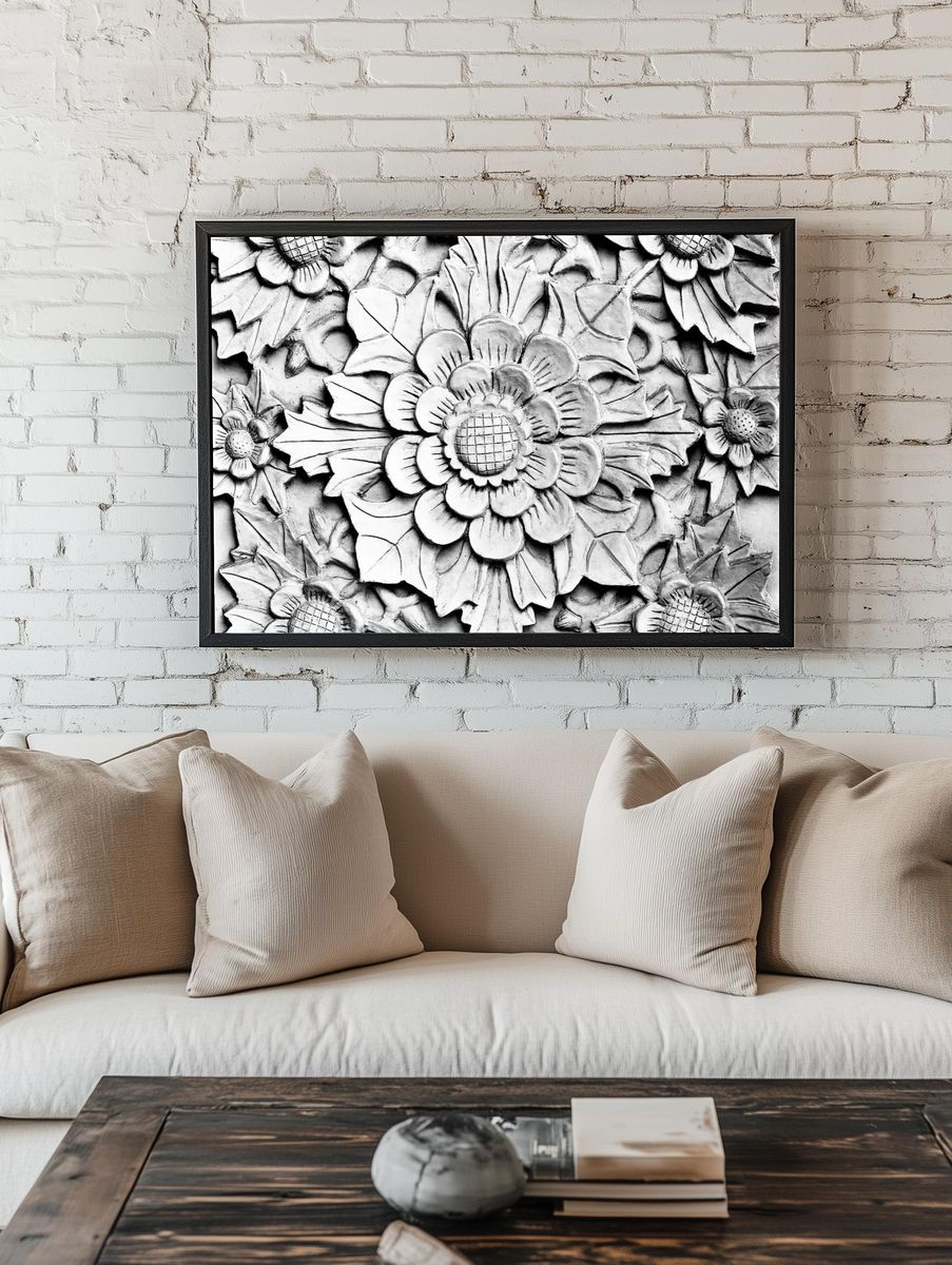 Floral Relief Sculpture Poster. room preview