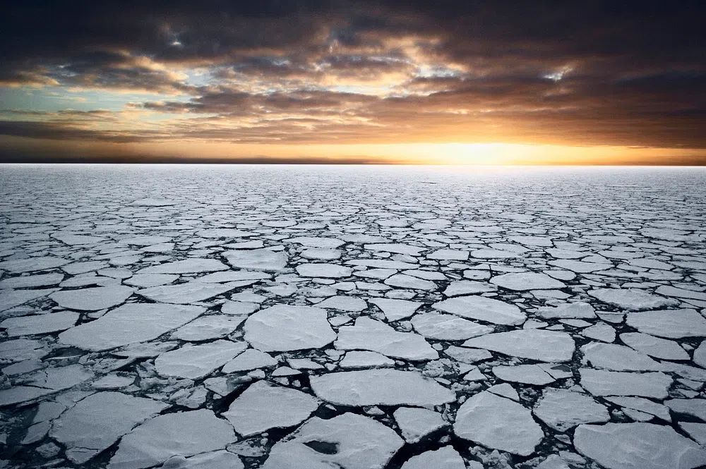 Frozen Landscape at Sunset Poster. poster detail