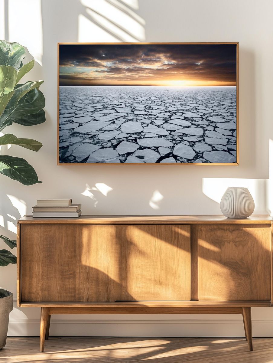 Frozen Landscape at Sunset Poster. — room view 3