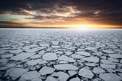 Frozen Landscape at Sunset Poster