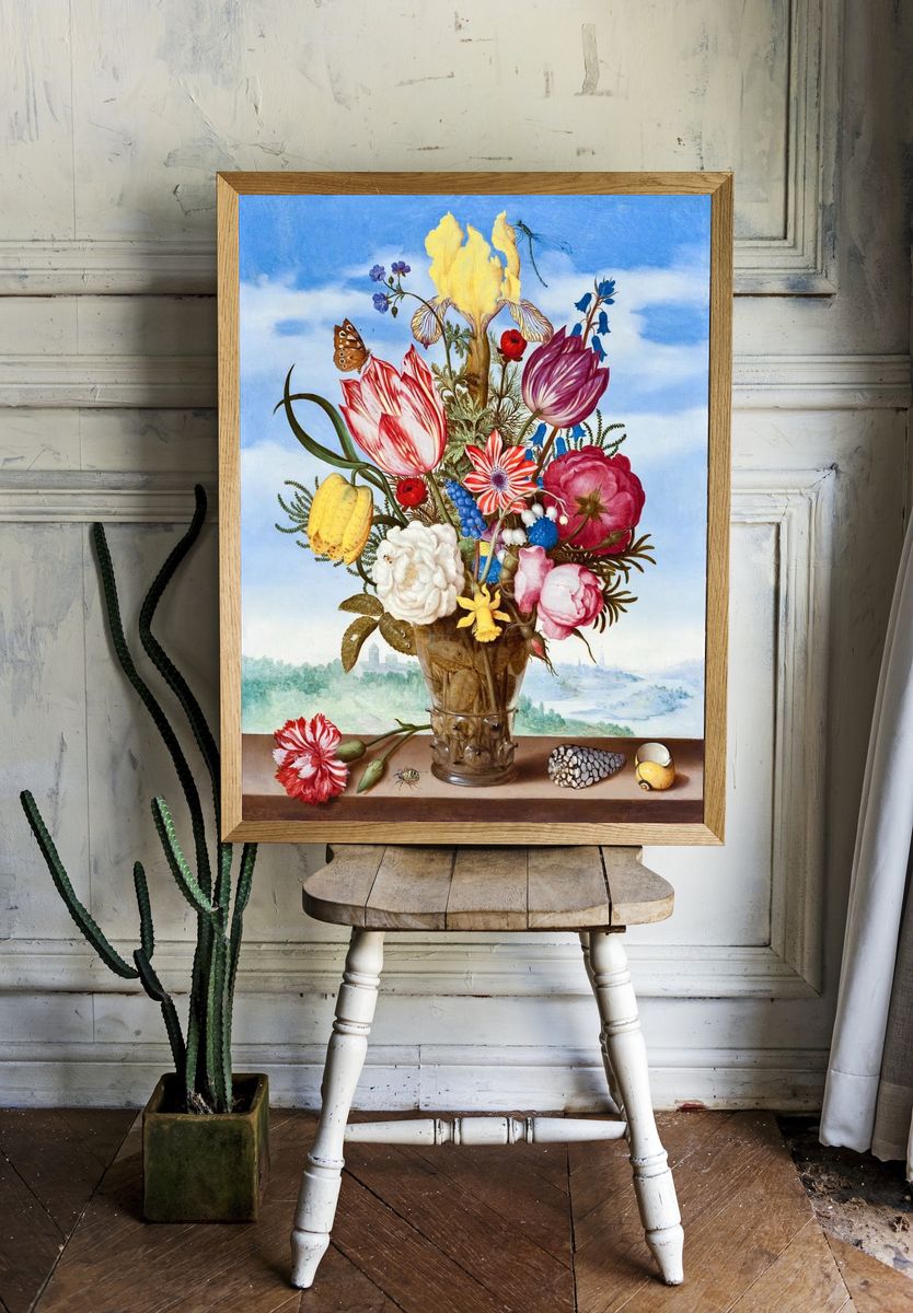 Vibrant Floral Still Life Poster room preview