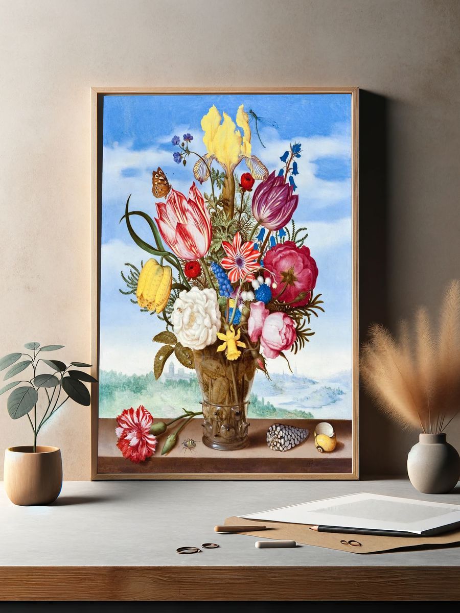 Vibrant Floral Still Life Poster. — room view 2