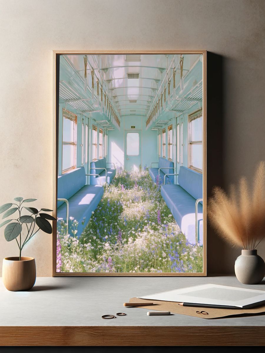 Flower-Filled Train Car — Photography Print. — room view 2