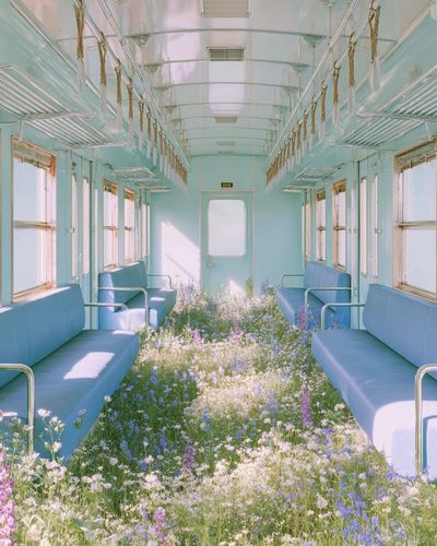 Flower-Filled Train Car — Photography Print. poster