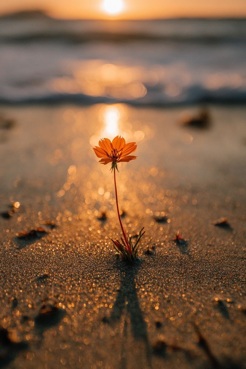 Lonely Flower at Sunset Poster. poster detail