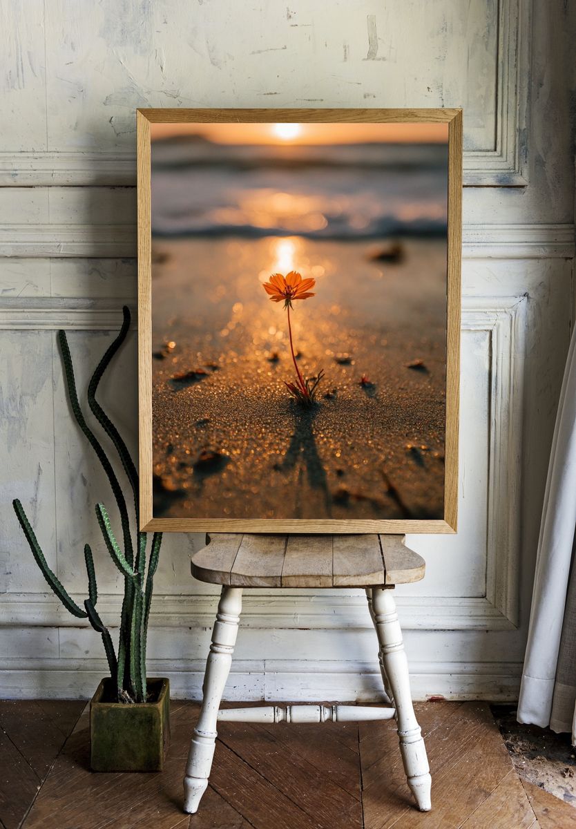 Lonely Flower at Sunset Poster room preview