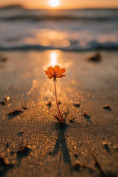 Lonely Flower at Sunset Poster