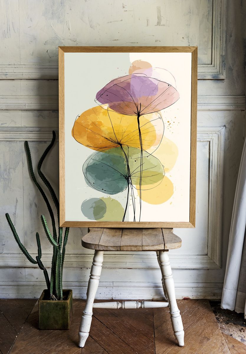 Abstract Floral Watercolor Poster. room preview