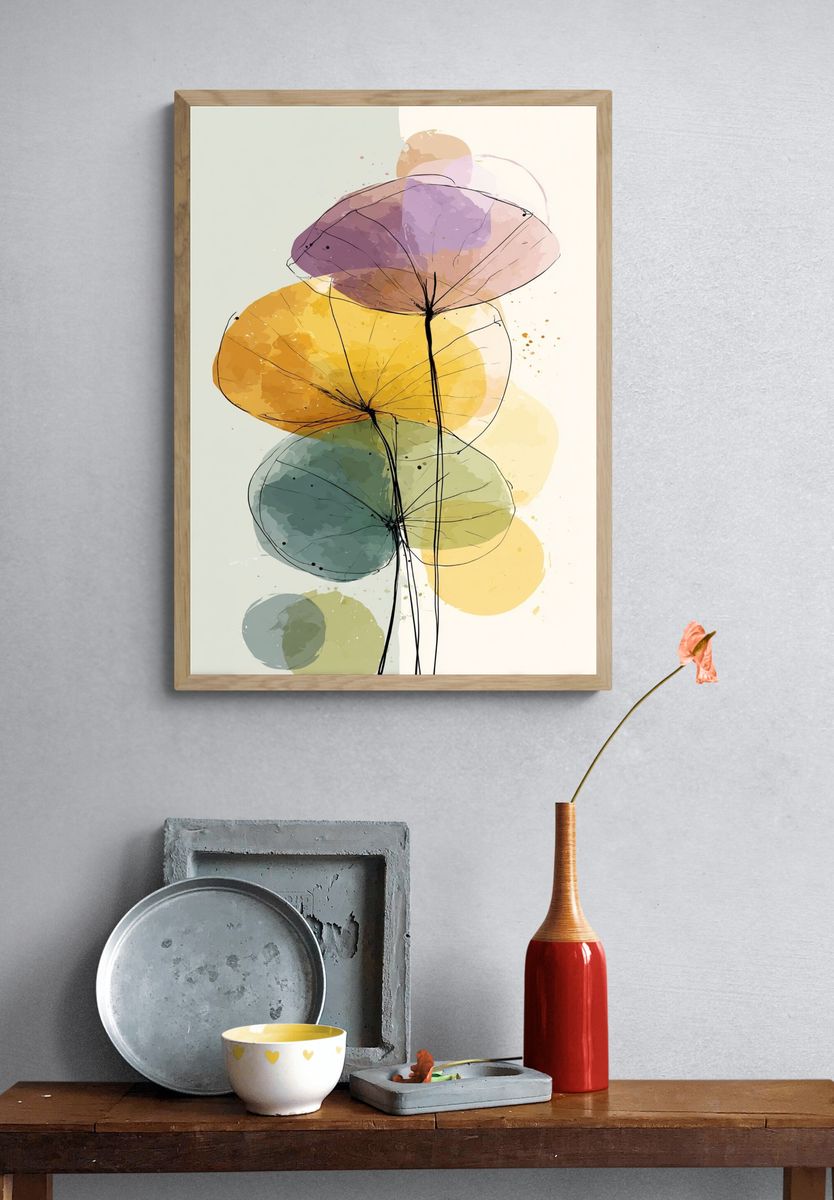 Abstract Floral Watercolor Poster. — room view 3