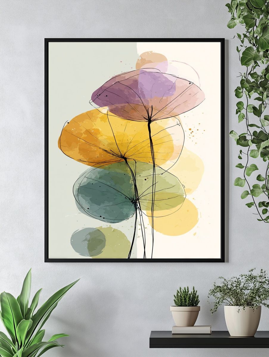 Abstract Floral Watercolor Poster. — room view 4