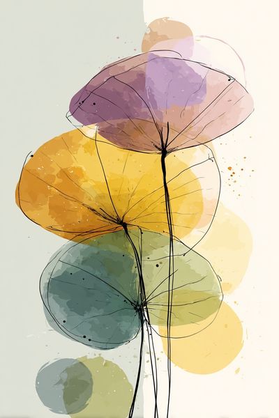 Abstract Floral Watercolor Poster.