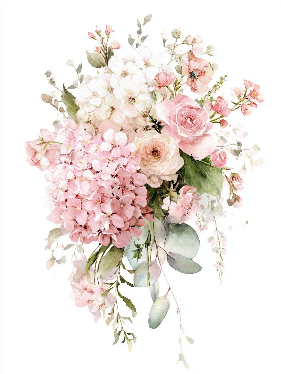 Pink Floral Watercolor Poster. poster detail