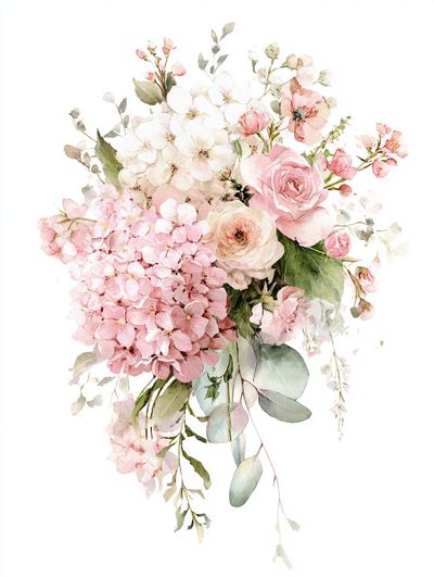 Pink Floral Watercolor Poster. poster print