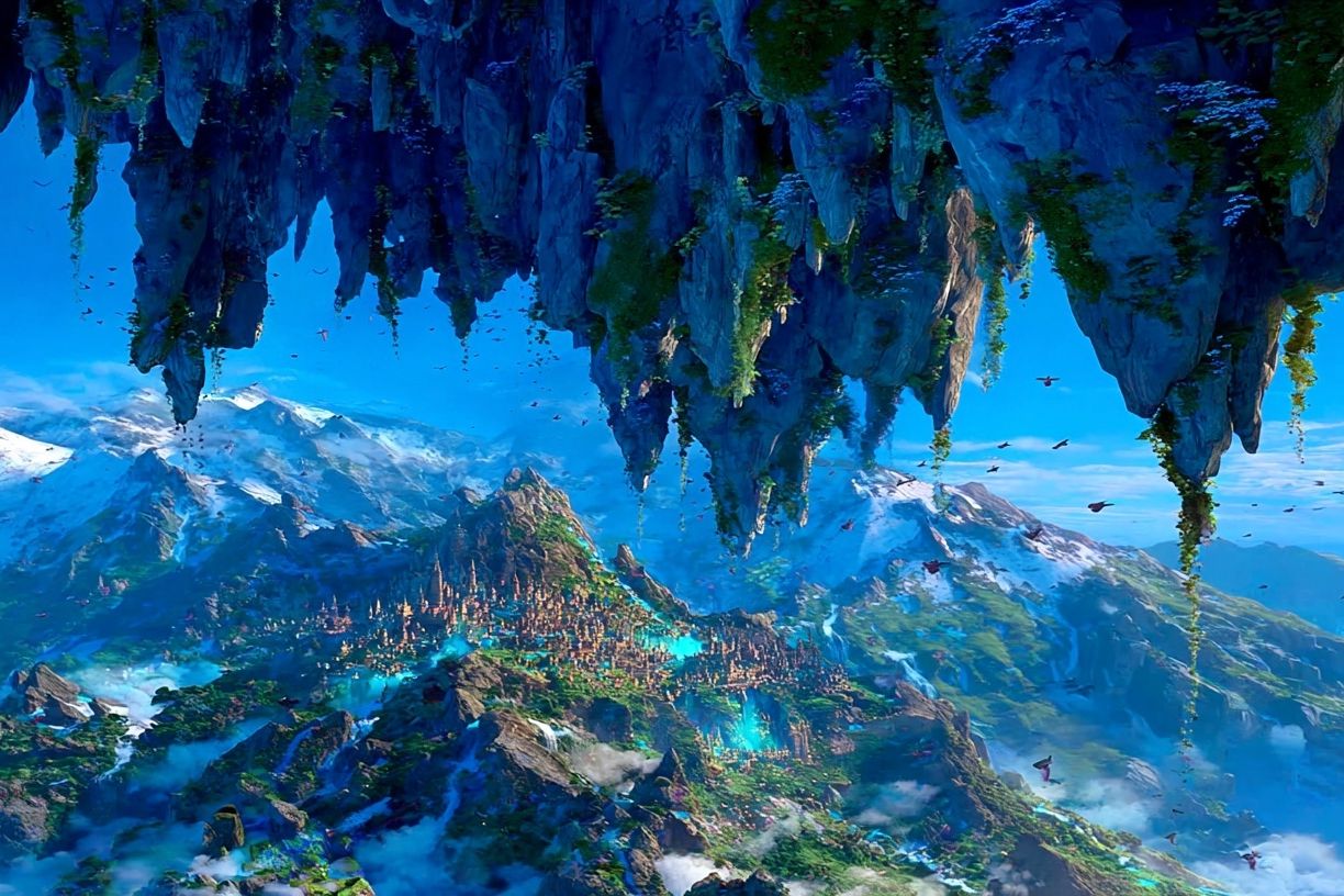 Floating Mountain Kingdom Fantasy Print. poster detail