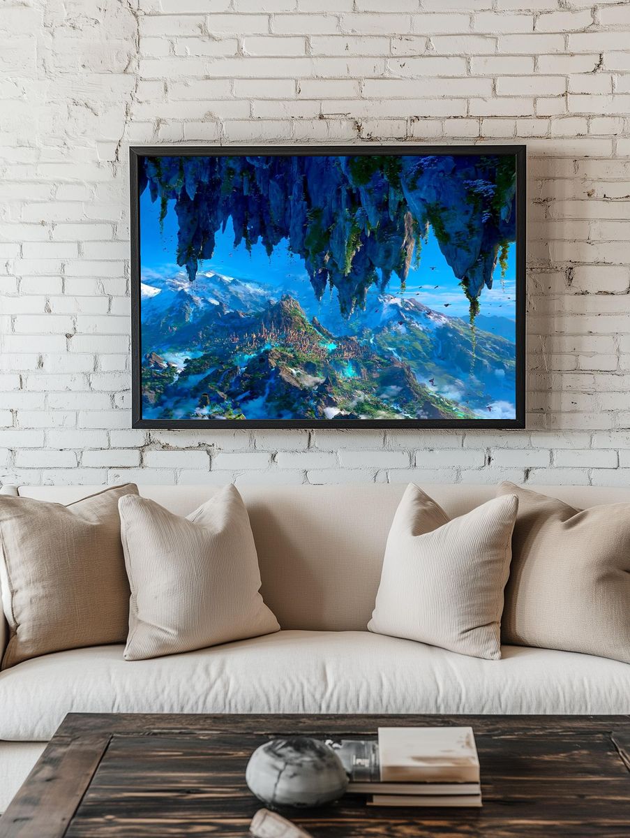Floating Mountain Kingdom Fantasy Print room preview
