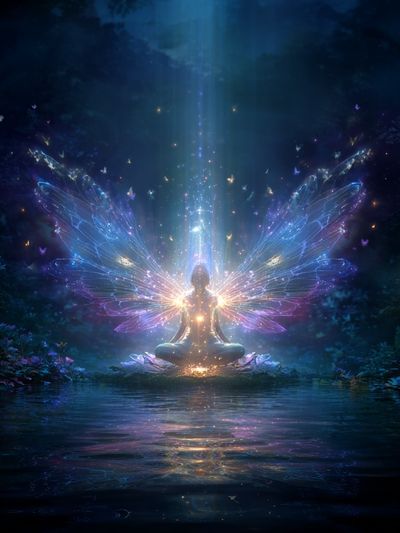 Mystical Fairy Meditation — Digital Art Print. poster print