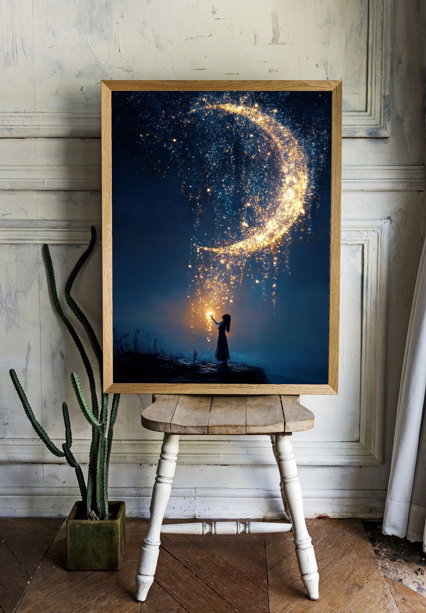 Girl with Magical Moonlight — Fantasy Print. — room view 1