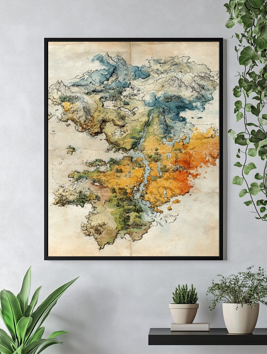 Fantasy Map — Vintage Print. — room view 4