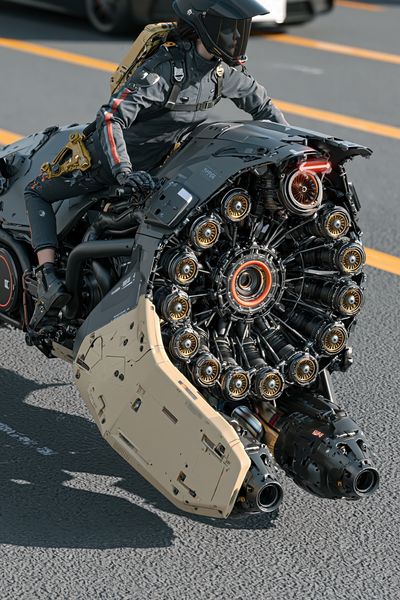Futuristic Motorcycle Rider Poster. poster print