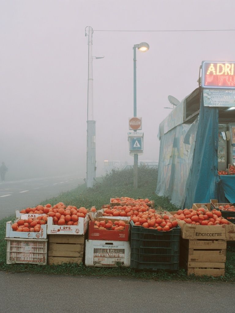 Foggy Market Scene — Photography Print. poster — photography art