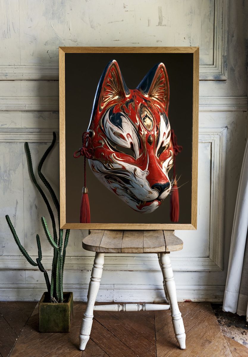 Fox Mask Illustration Poster. — room view 1