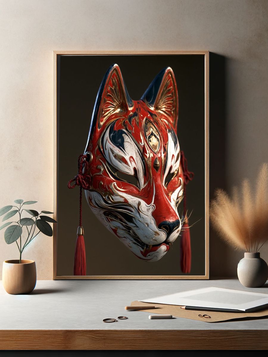 Fox Mask Illustration Poster. — room view 2