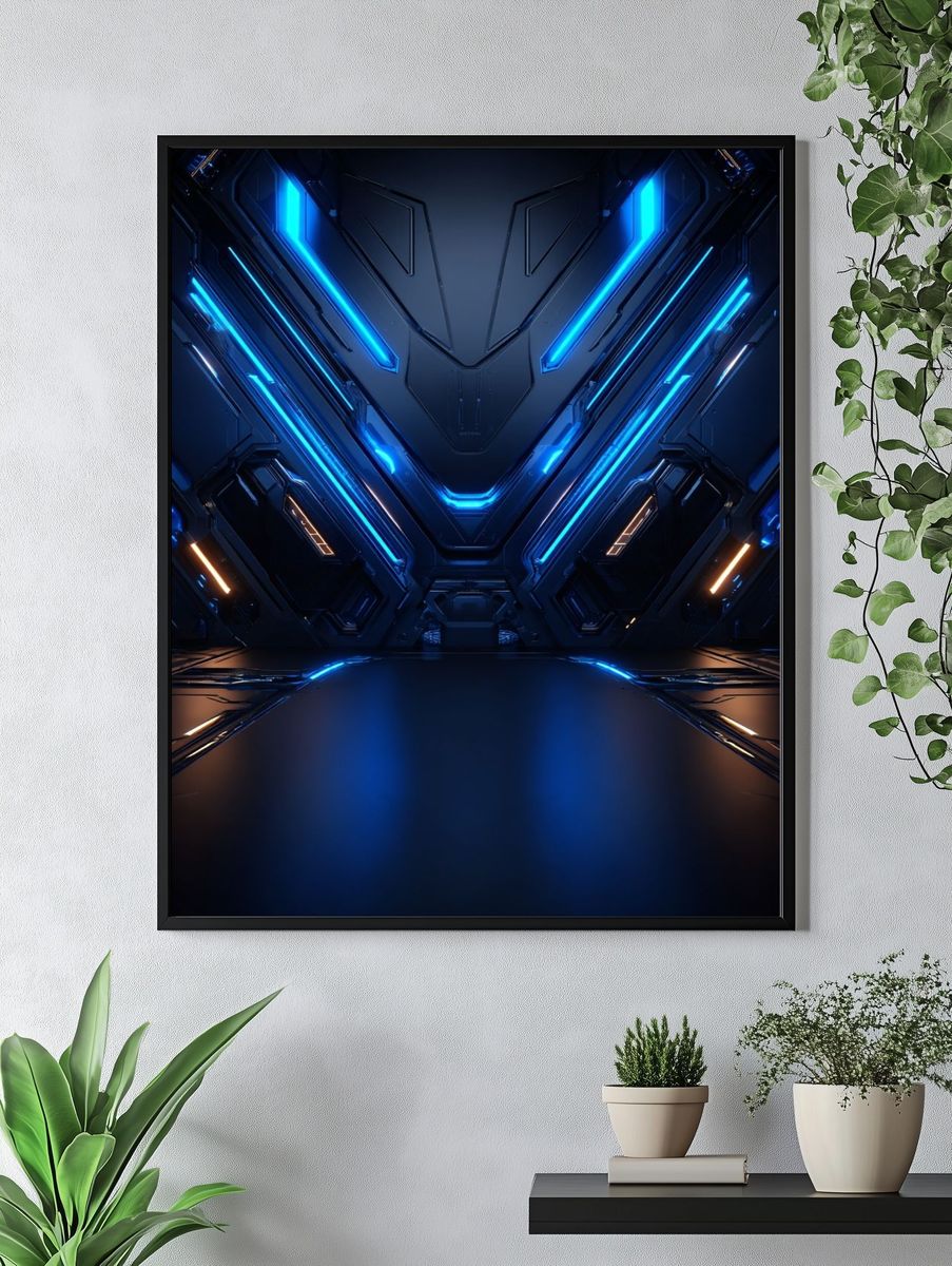 Futuristic Neon Abstract Poster. — room view 4
