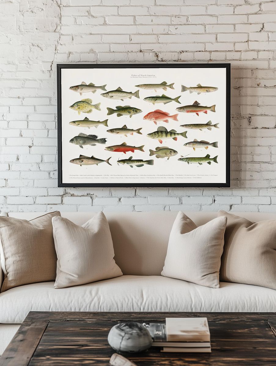 Fishes of North America — Vintage Print. — room view 1