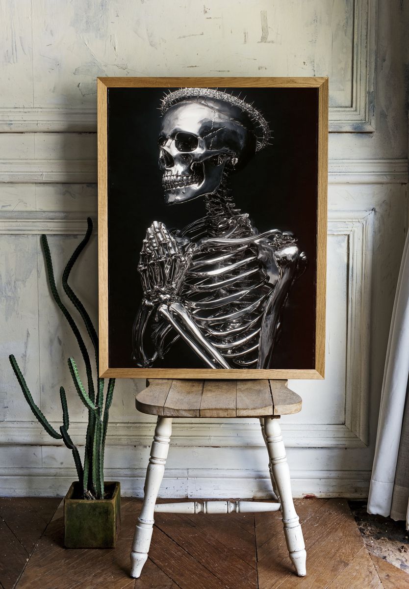 Chrome Skeleton Halo Poster room preview
