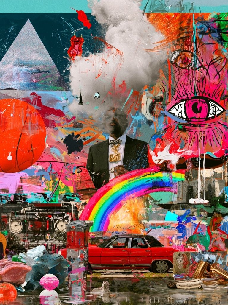 Surreal Neon Collage Poster. poster — fine-art art