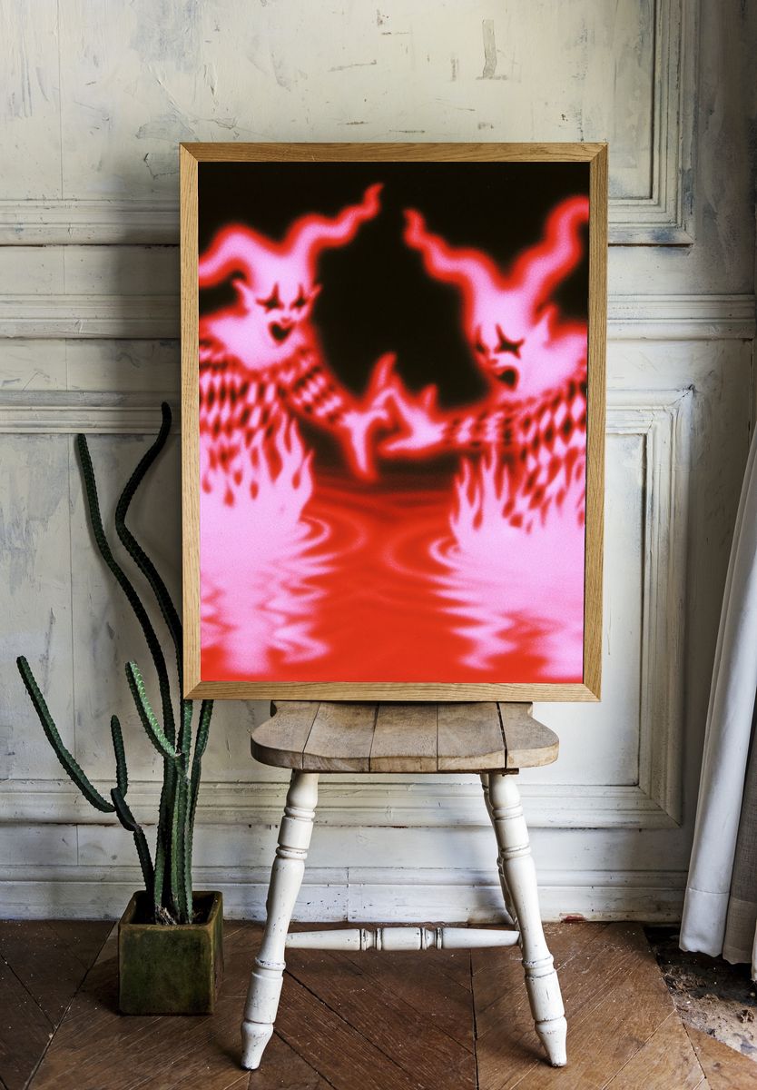 Neon Jester Reflection Print. — room view 1