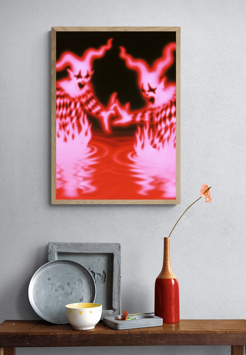 Neon Jester Reflection Print. — room view 3