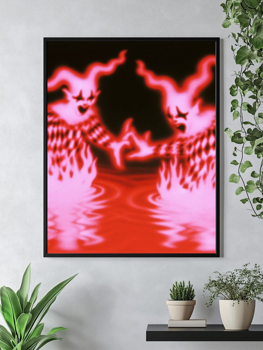 Neon Jester Reflection Print. — room view 4