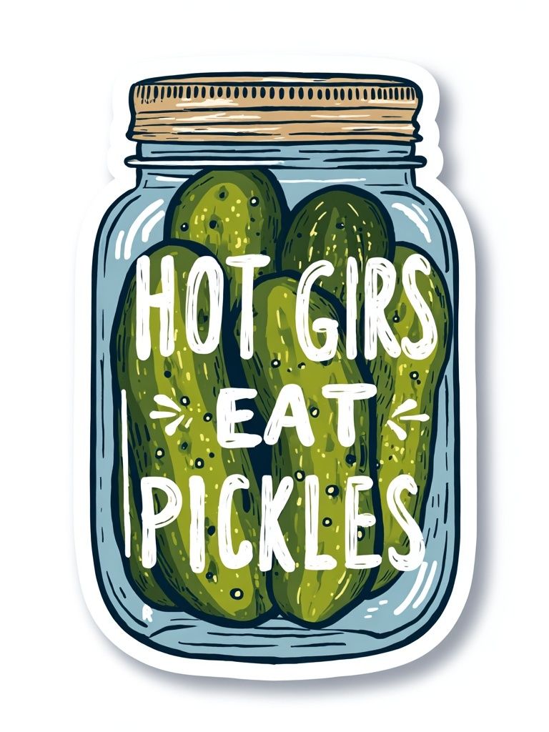 Hot Girls Eat Pickles — Funny Print. poster detail