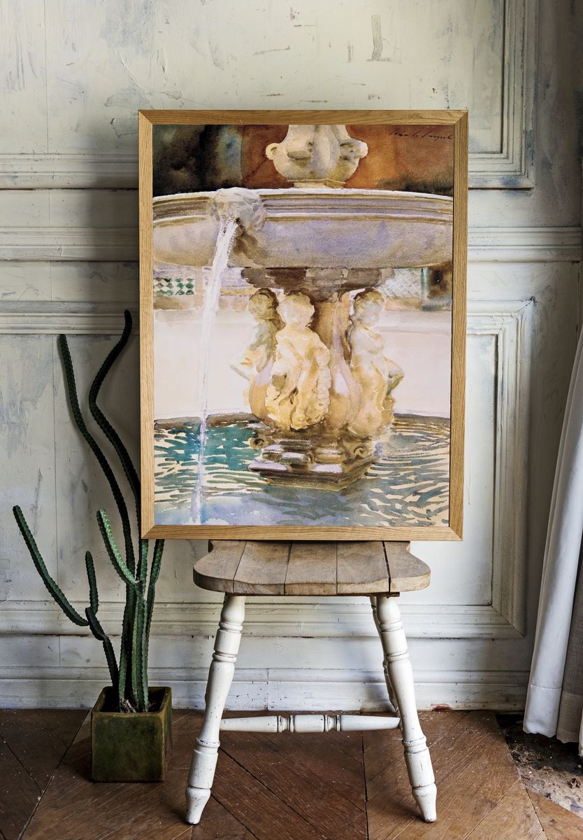 Elegant Fountain — Watercolor Print room preview