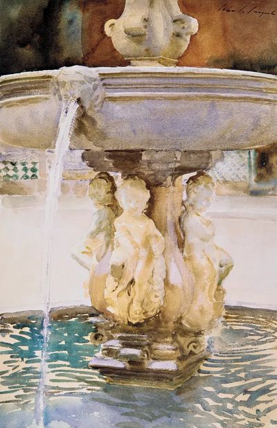 Elegant Fountain — Watercolor Print. poster print