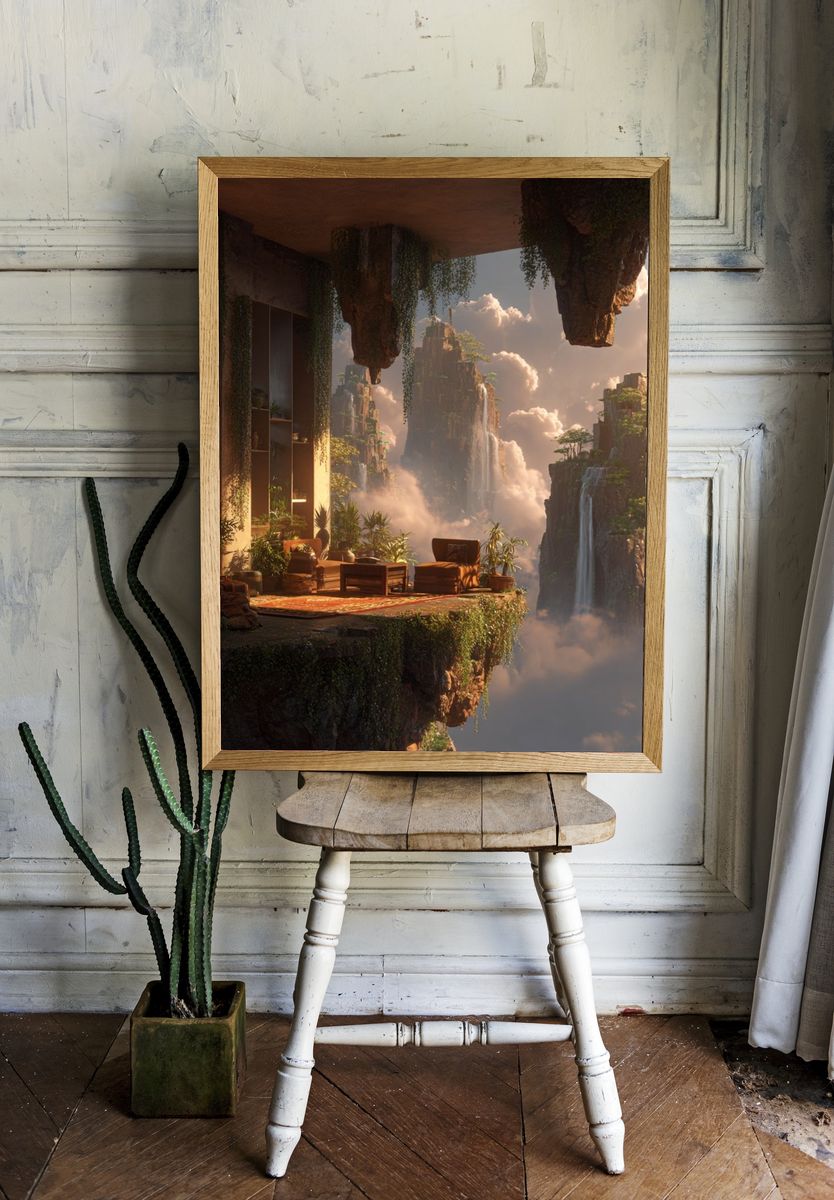 Floating Oasis — Digital Art Print room preview