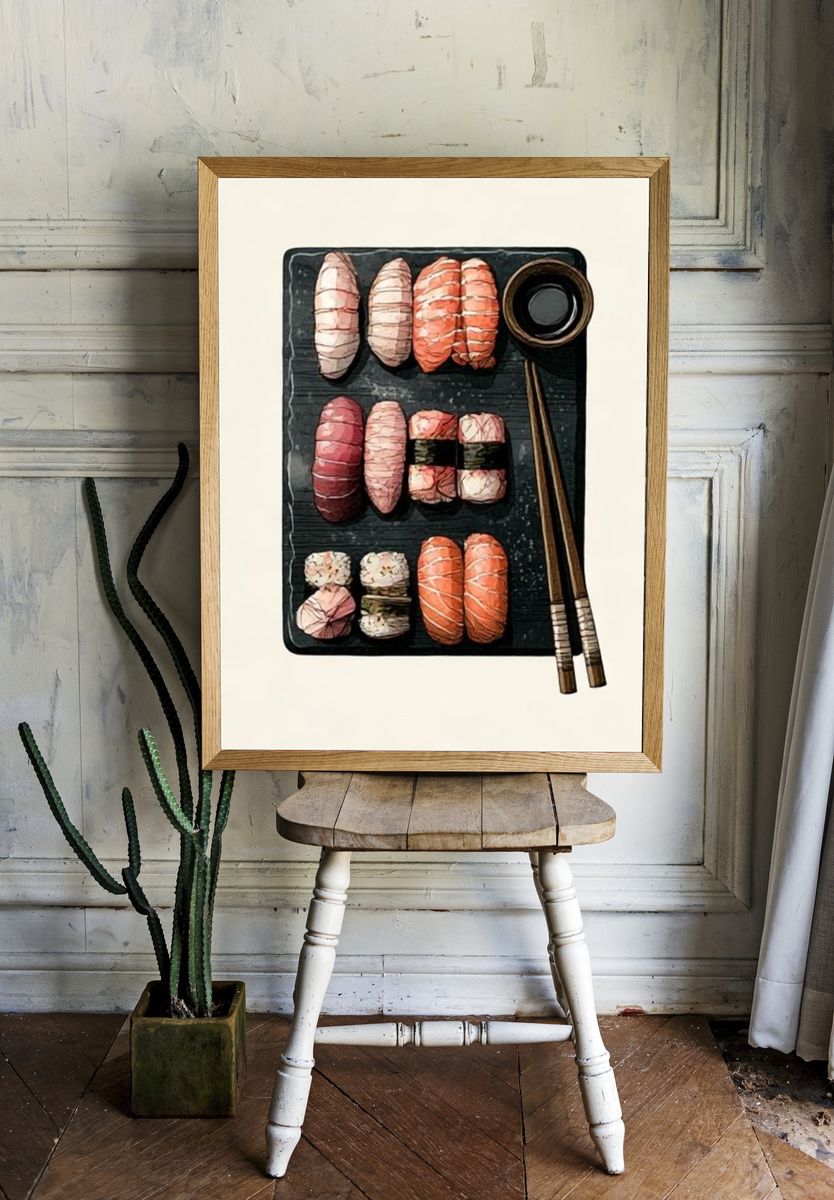 Sushi Platter Illustration Poster. room preview