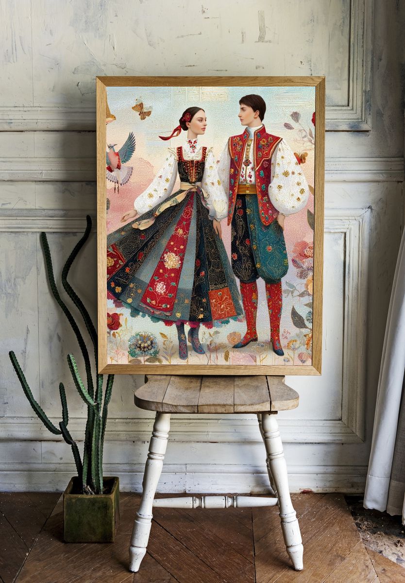 Traditional Folk Costume — Illustration Print room preview