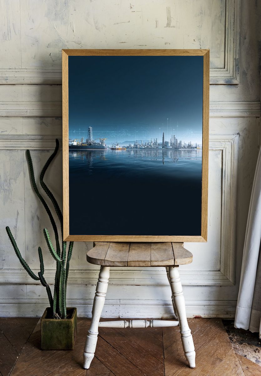 Futuristic Offshore Oil Rig Poster. — room view 1