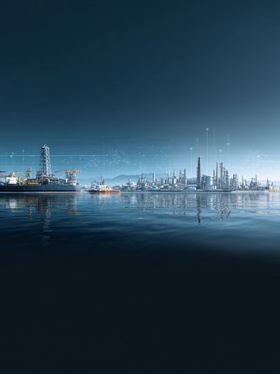 Futuristic Offshore Oil Rig Poster. poster print