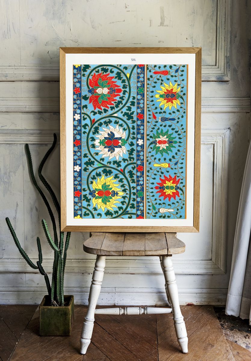 Elegant Chinese Flower Pattern — Art Print room preview