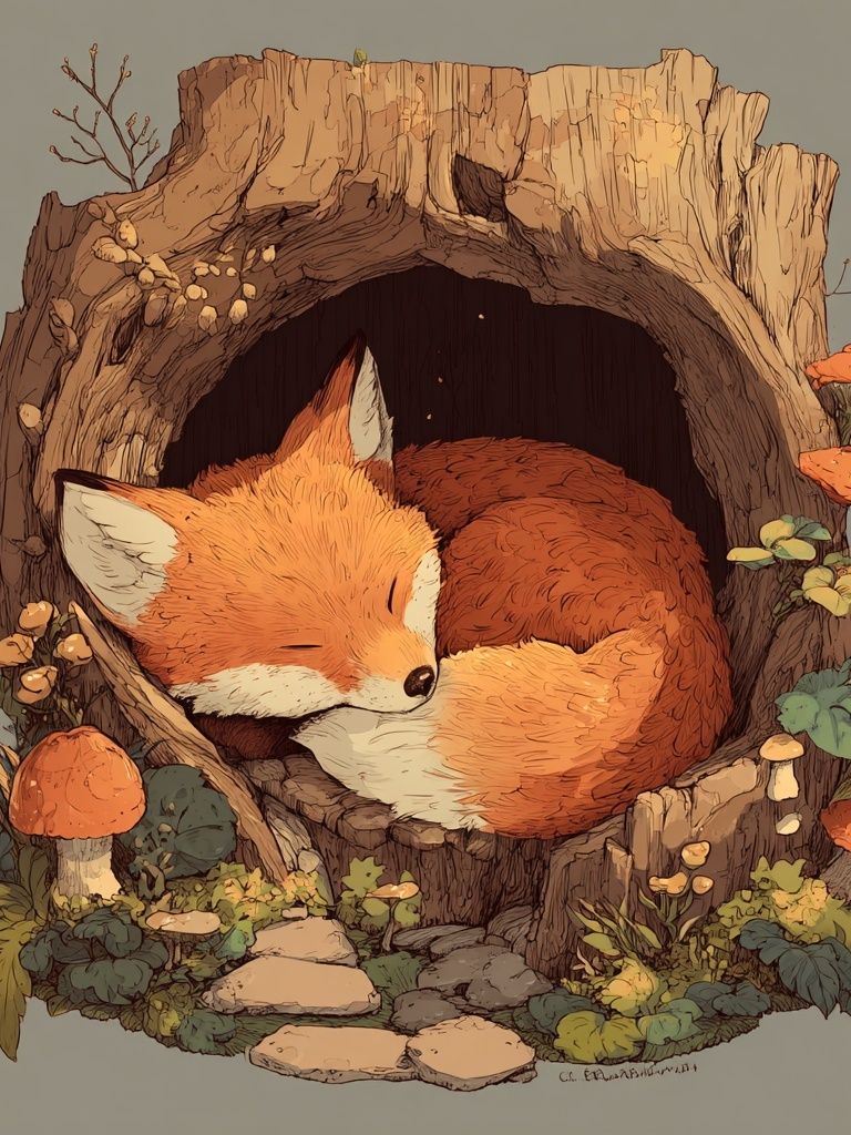 Sleeping Fox — Illustration Print. poster detail