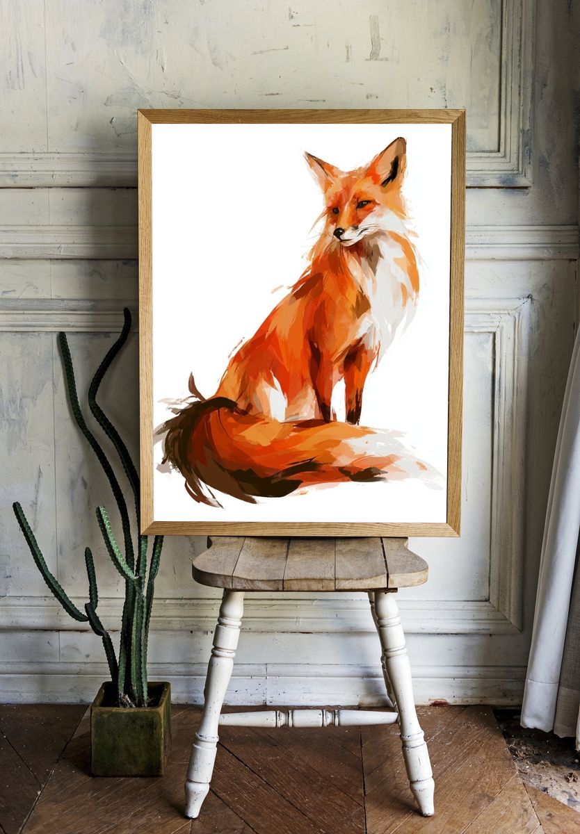 Fox Watercolor Poster. — room view 1