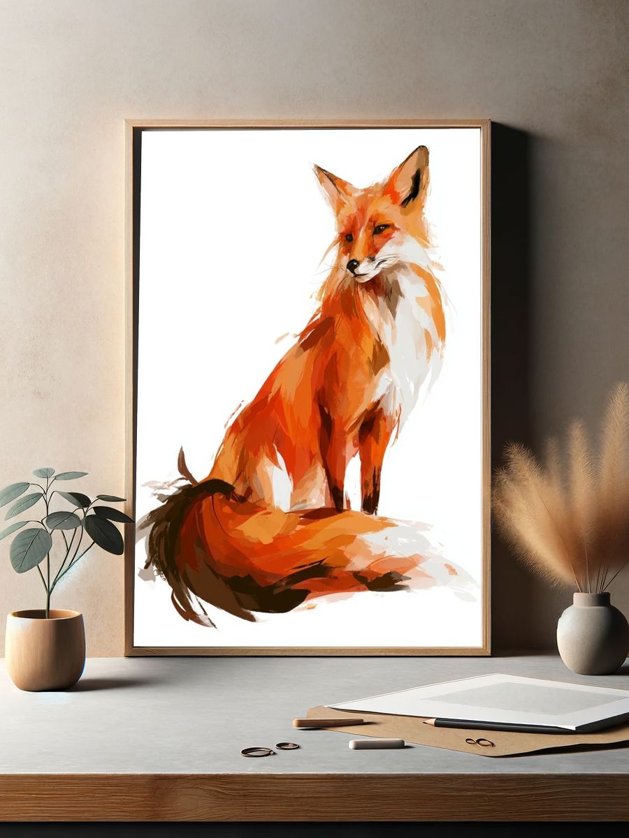 Fox Watercolor Poster. — room view 2