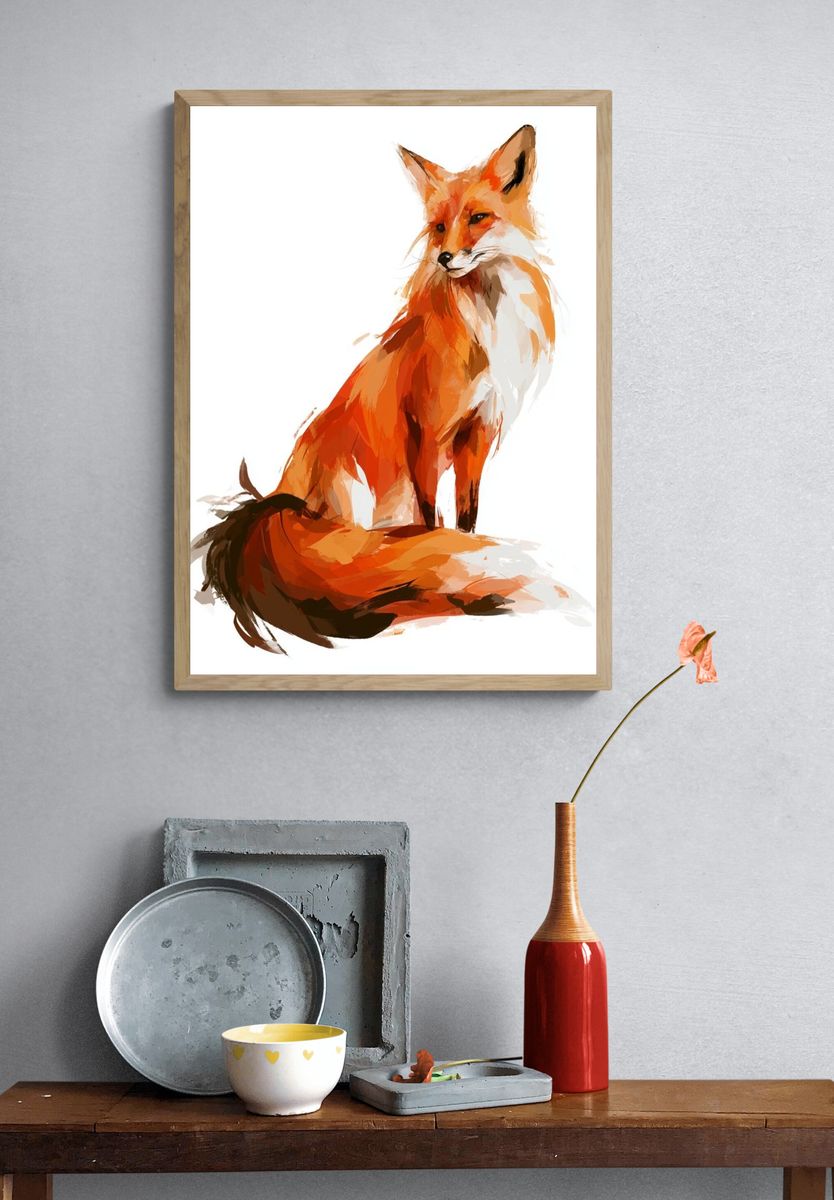 Fox Watercolor Poster. — room view 3