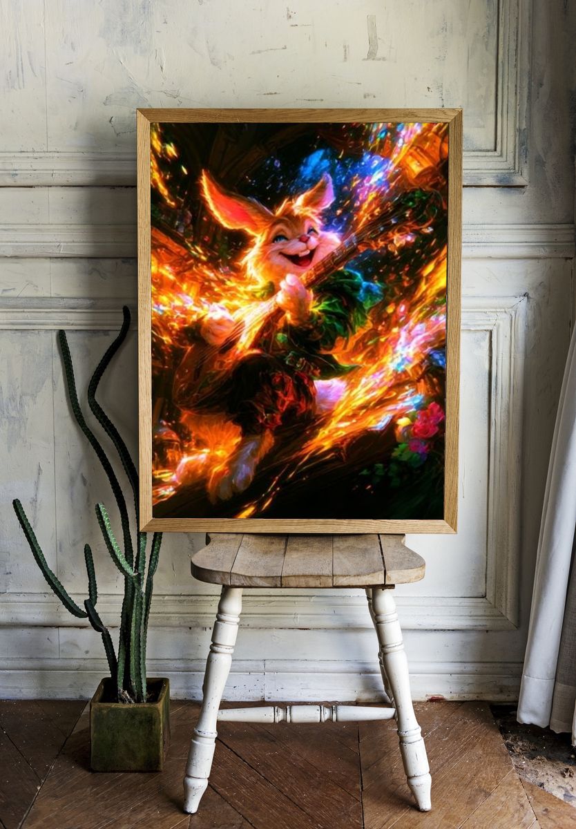 Enchanted Fox Digital Art Poster. room preview