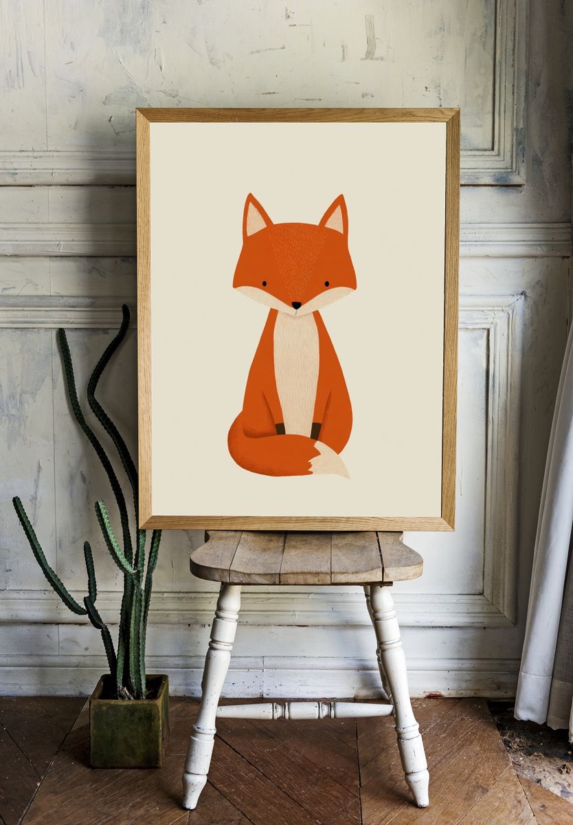 Cute Fox Illustration Poster room preview